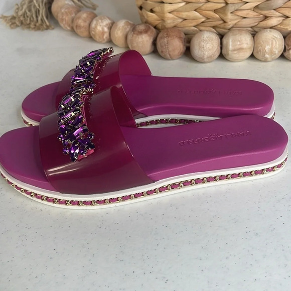 KARL LAGERFELD PARIS Pink Embellished Comfort Bijou Round Toe Platform 6.5 M - Picture 6 of 10